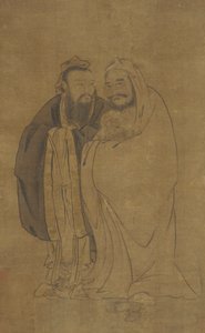 Confucius et Bouddha berçant un Qilin - Unbekannt