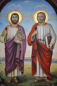 Icône copte : saints, Le Caire, Égypte