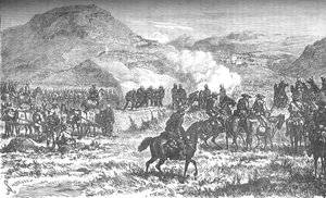 Couvrir la retraite du cinquante-huitième régiment après la bataille de Laings Nek, vers 1880 - Unbekannt