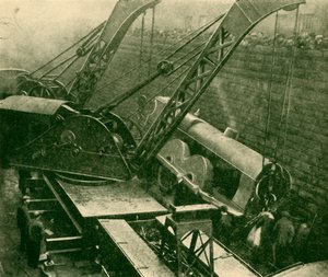 Grues au travail après un accident, 1930