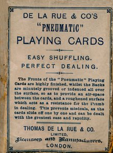 Cartes à jouer pneumatiques De La Rue & Co, couverture, 1925 - Unbekannt