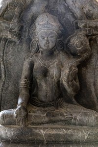 Musée national de Delhi. Gaja-Lakshmi (éléphants arrosant la déesse Lakshmi). Pala, 9e siècle après J.-C. Bihar. Pierre. (détail) Inde. - Unbekannt