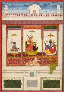 Devi avec Krishna et Vishnu dans un palais, vers 1645-1655 - Unbekannt