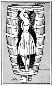 Diagramme de Mme Anne Edson Taylor dans le tonneau avec lequel elle a plongé dans les chutes du Niagara, 1901 - Unbekannt