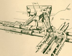 Diagramme de la nouvelle station de métro à Oxford Circus, 1930