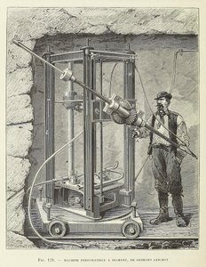 Machine de forage au diamant conçue par Georges Leschot, pub. 1883 gravure, 1883 - Unbekannt