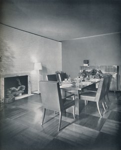 Mobilier de salle à manger avec chaises en cuir conçues par T. H. Robsjohn-Gibbings et fabriquées