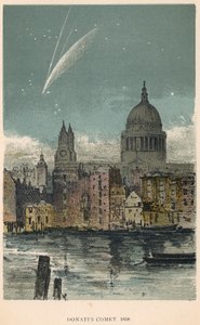 La comète de Donati de 1858 vue au-dessus de la cathédrale Saint-Paul, Londres, 1884