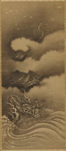 Dragon et vagues, période Edo