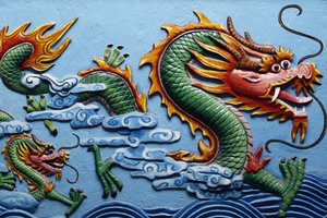 Sculpture de dragon dans un temple chinois Phnom Penh Cambodge - Unbekannt