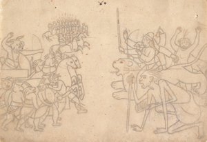 Durga et Kali Approchent les Armées Rassemblées de Chanda et Munda... le Devi Mahatmya, vers 1780 - Unbekannt