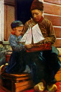 Père et fils néerlandais en costume traditionnel, vers 1928 - Unbekannt