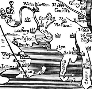 Carte ancienne de la baie du Massachusetts, USA