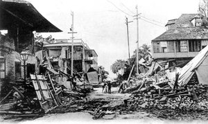 Dégâts du tremblement de terre, King Street et Harbour Street, Kingston, Jamaïque, 1907 - Unbekannt