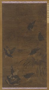 Huit oiseaux Mynah avec bambou et orchidées, dynastie Ming, XVIe siècle - Unbekannt