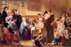 Elizabeth Fry 1780-1845 visitant la prison de Newgate, 1926