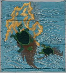 Fukusa brodé, fin des années 1800-début des années 1900