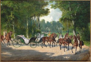 Impératrice Élisabeth dans une calèche au Prater de Vienne, vers 1860
