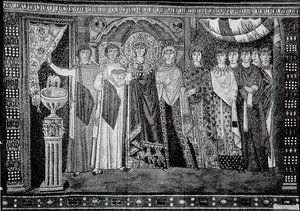 Impératrice Théodora et membres de sa cour, byzantin, début du 20e siècle original daté du 6e siècle - Unbekannt