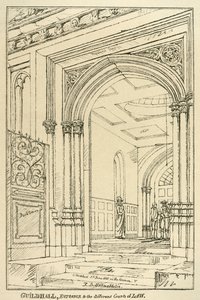 Entrée des différents tribunaux, Guildhall, Londres, juin 1815
