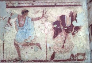 Étrusque, tombe Triclinio, scène de banquet, 470 av. J.-C. Tarquinia, Italie. - Unbekannt