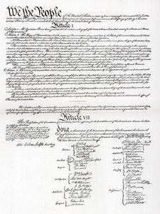 Fac-similé du préambule et de la Constitution des États-Unis d