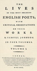 Fac-similé de la page de titre réduite des Vies des poètes de Johnson - rééditée sous forme séparée - Unbekannt
