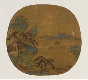 Éventail monté en feuille d