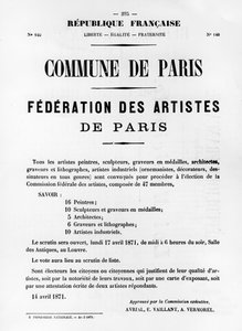 Fédération des Artistes, des affiches politiques françaises de la Commune de Paris, mai 1871 - Unbekannt