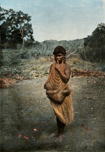 Femme australienne portant son enfant, 1900