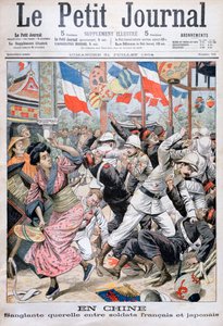 Combat entre soldats français et japonais pendant la guerre russo-japonaise, Chine