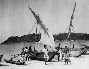 Bateaux de pêche, Trincomalee, Ceylan, 1945