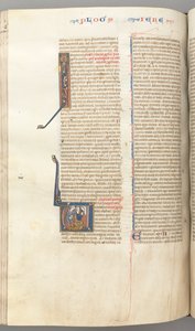 Fol. 292v, Jérémie, initiale historiée V, la lapidation de Jérémie, c. 1275-1300