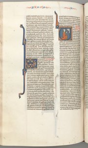 Fol. 354v, Amos, initiale historiée V, Amos agenouillé en prière, buste de Dieu au-dessus, vers 1275-1300 - Unbekannt