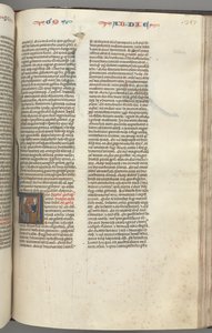 Fol. 357r, Abdias, initiale historiée V, Abdias et un Juif en discussion, c. 1275-1300 - Unbekannt