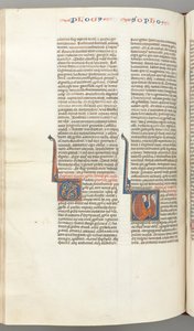 Fol. 362v, Sophonie, initiale historiée V, Sophonie agenouillé avec un parchemin, buste de Dieu..., vers 12ème siècle - Unbekannt