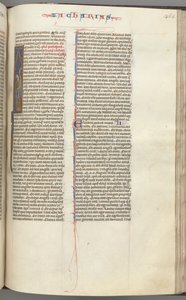 Fol. 365r, Zacharie, initiale historiée I, Zacharie debout avec un parchemin, vers 1275-1300 - Unbekannt