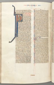 Fol. 453v, Colossiens, initiale historiée P, Paul parlant au buste de Dieu au-dessus, vers 127 - Unbekannt