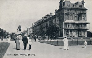 Folkestone. Statue de Harvey, fin du 19e-début du 20e siècle