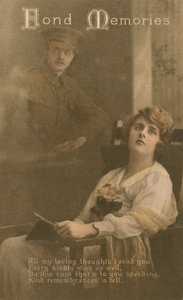 Souvenirs tendres, carte postale romantique envoyée par un soldat à sa bien-aimée