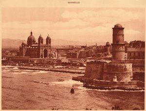 Fort Saint-Jean et cathédrale, Marseille, 1930
