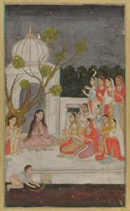 Divination, un groupe de femmes sur une terrasse la nuit, 18ème siècle - Unbekannt