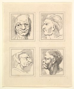 Quatre têtes de Caricatures par Léonard de Vinci, d