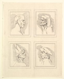 Quatre têtes de caricatures par Léonard de Vinci, d
