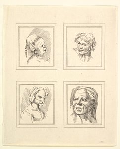 Quatre têtes de Caricatures par Léonard de Vinci, d