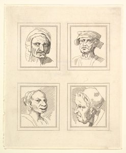 Quatre têtes de caricatures par Léonard de Vinci, d
