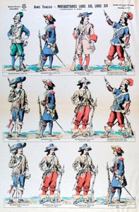 Armée française, mousquetaires de Louis XIII et Louis XIV, 17ème siècle