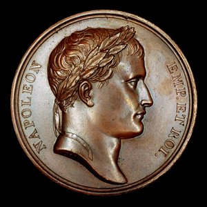 Médaille en bronze française avec buste de Napoléon