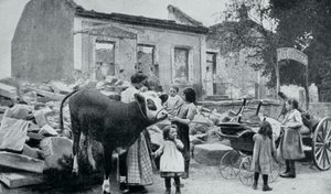Réfugiés français retournant dans leur village abandonné, Artois, Première Guerre mondiale, 1915 - Unbekannt