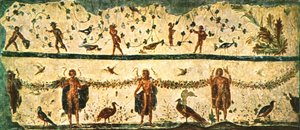 Frise dans la salle à manger Triclinium de la maison de Pammachius, Rome, Italie, 1928